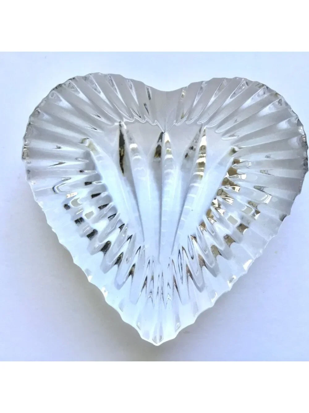 VTG WATERFORD Lead Crystal Heart Paperweight Signed Ireland 1980s Original Box